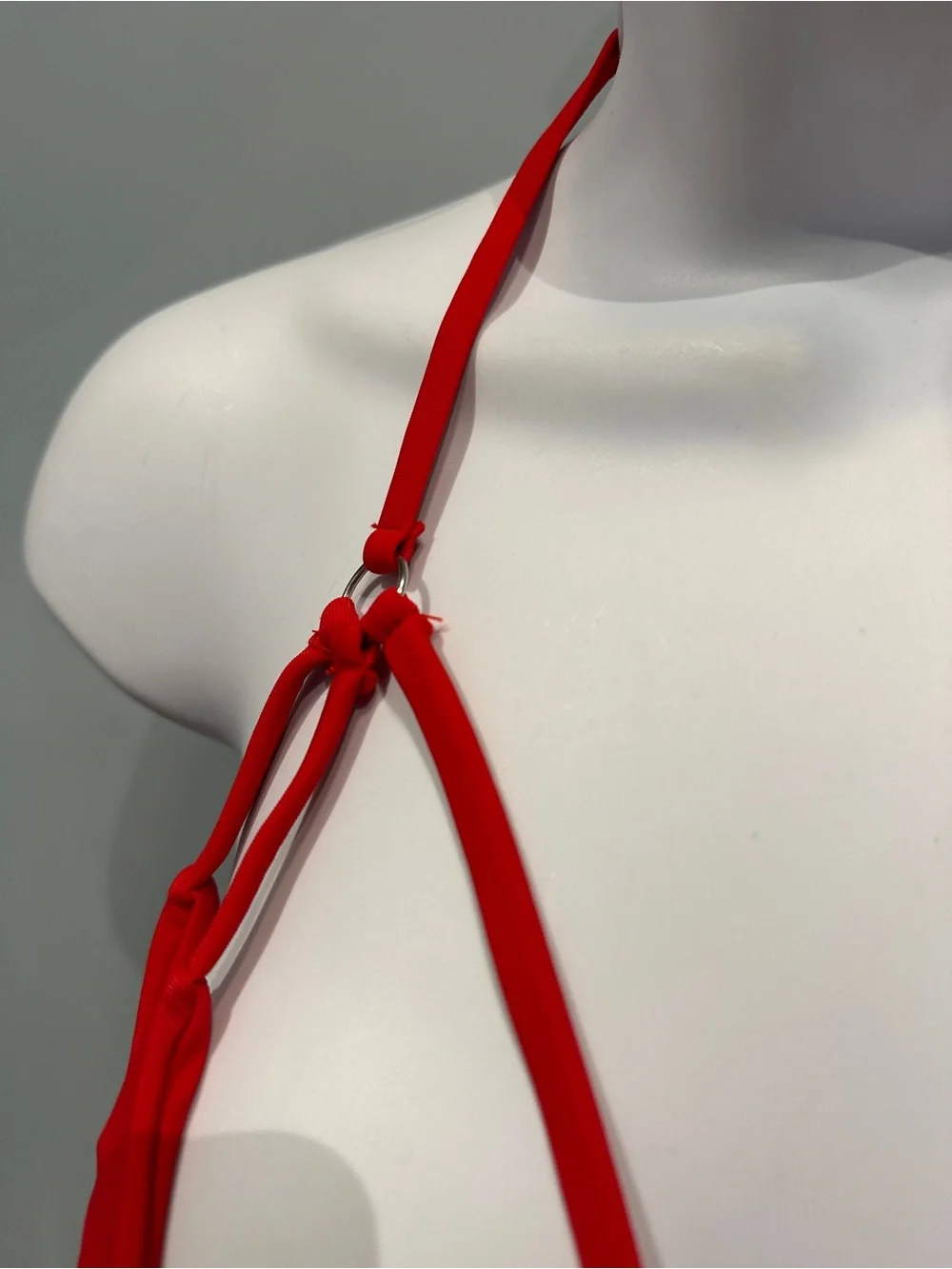 Red Strappy Triangle Cutout Bikini Small NWOT